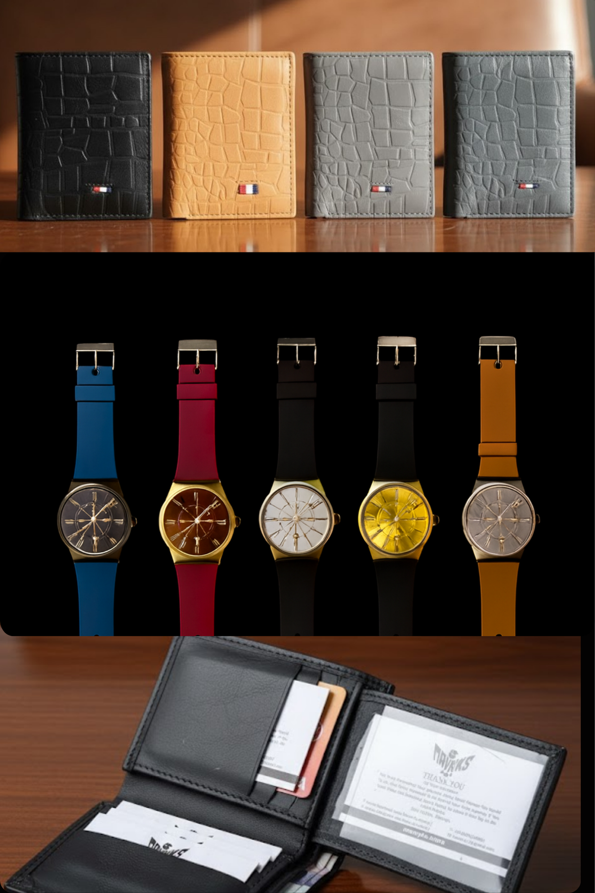 Gift / Combo Box - Soft Leather Wallet with Wrist Watch (Matching Color)