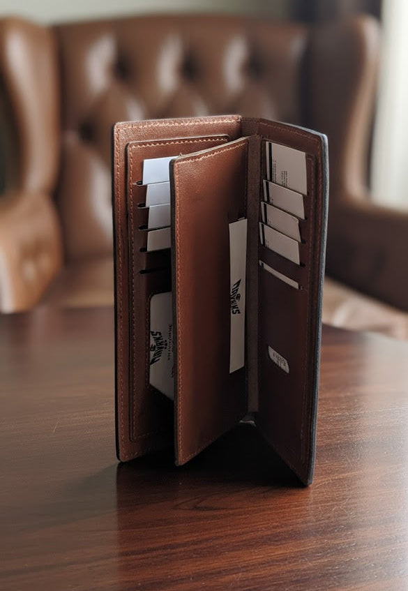 Gift / Combo Box - Checkbook Wallet with 2 in 1 Premium Leather Belt (Black & Brown)