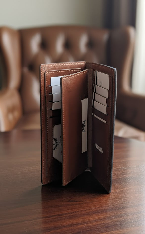 Leather Wallets - Checkbook Brown - CBLW#1