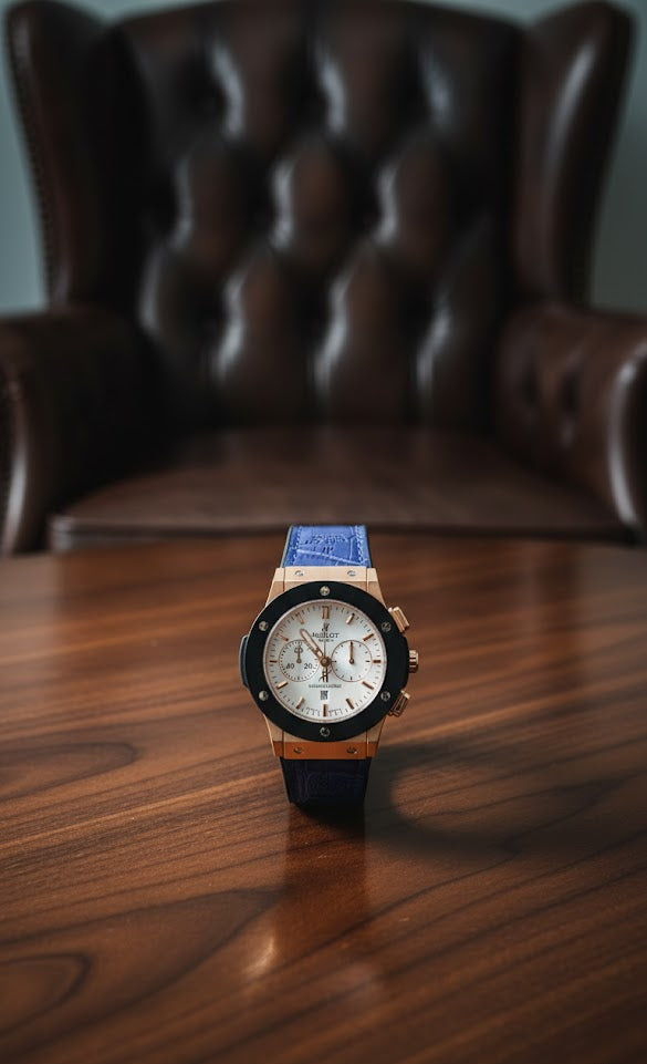 Premium Leather Watches - Blue-Gold - LW#1