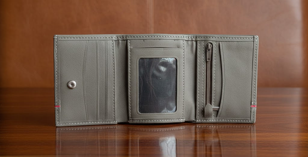 Leather Wallets - Trifold Grey - TLW#1