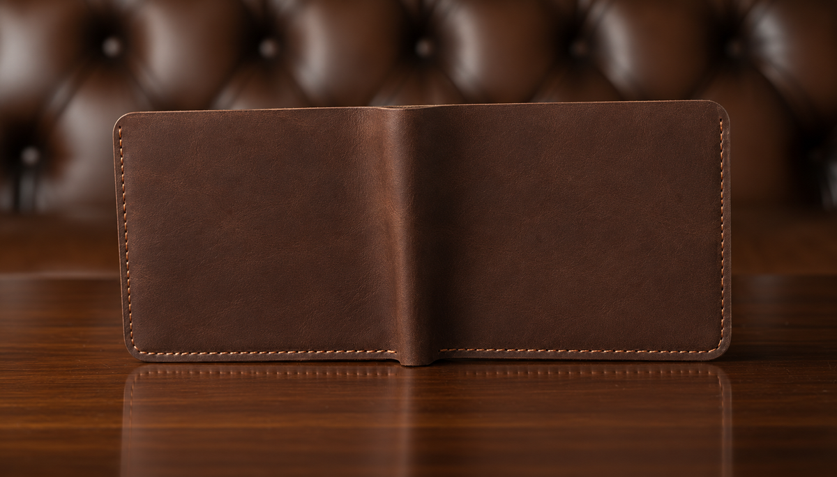 Leather Wallets - Hand Stitched Bifold - Dark Brown - BLW#1