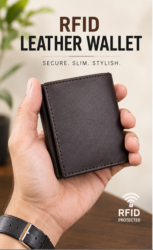 RFID Leather Wallet - Brown - RFID #1