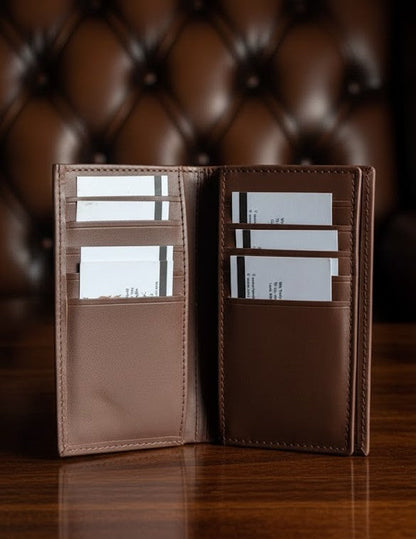 Gift / Combo Box - Small Checkbook Wallet with 2 in 1 Premium Leather Belt
