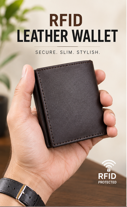 RFID Leather Wallet - Brown - RFID #1