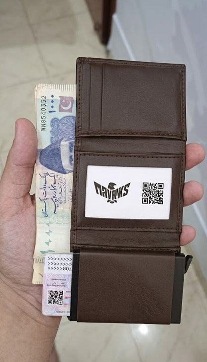 RFID Leather Wallet - Brown - RFID #1