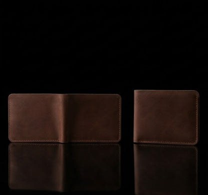 Bundle Deal - Hand Stitched Leather Wallet & Everyday Caring Waist Belt - Black Brown Combo
