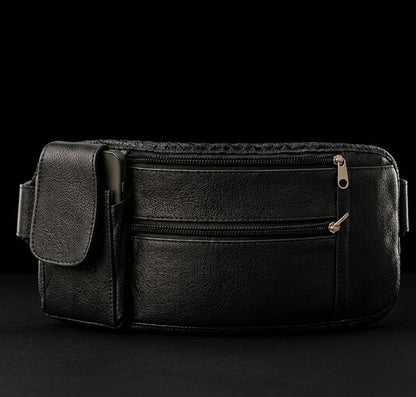 Bundle Deal - Hand Stitched Leather Wallet & Everyday Caring Waist Belt - Black Brown Combo